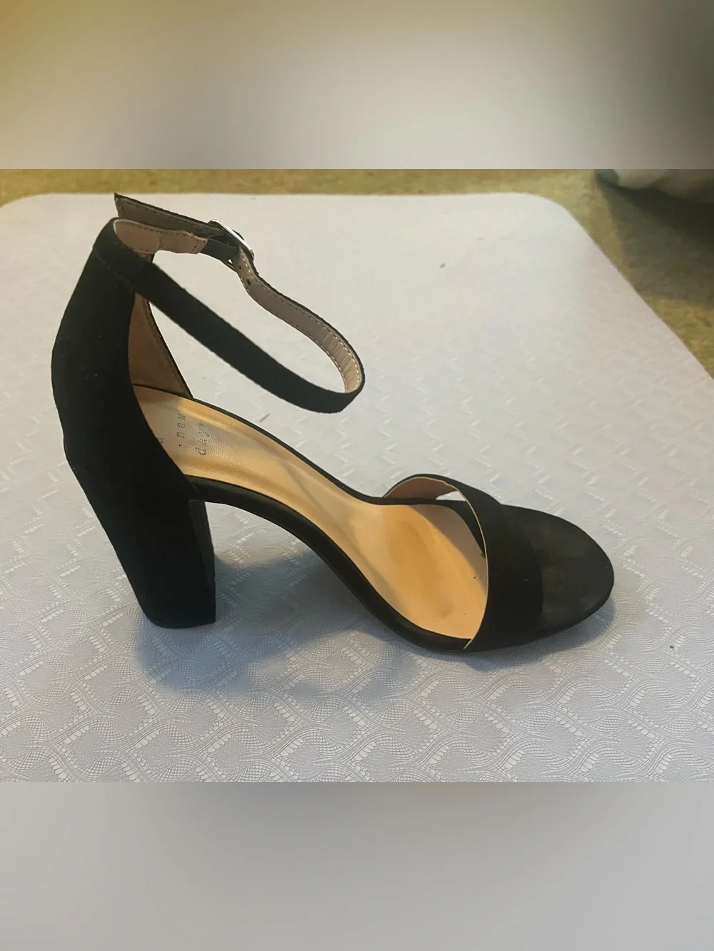a new day Black Ankle-Strap Block Heel Sandals